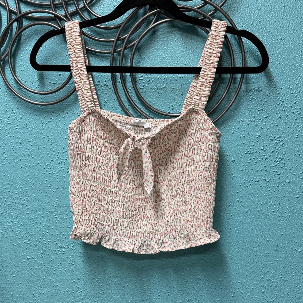 Sienna Sky Pink Floral Smocked Crop Top